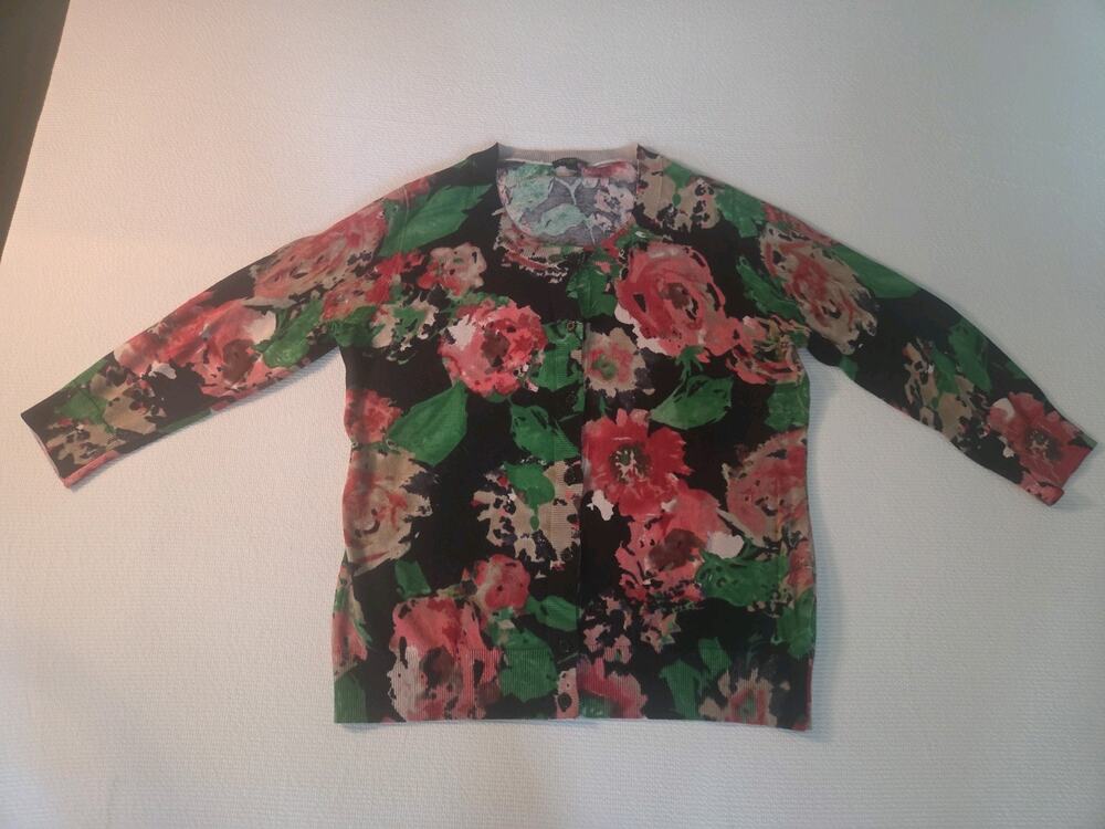 Talbots Women's Cardigan Sweater 3/4 sleeves Size MP. Multi Color.